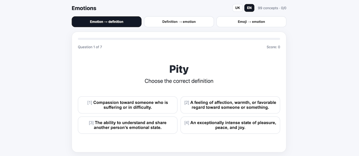 Emotions learning game